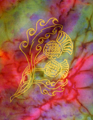 Silk Scarves hand painted over Celtic Royal Thistle of Scotland designs