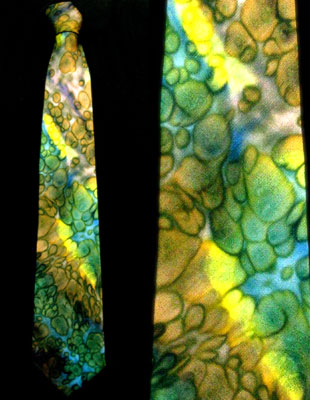Men's silk ties painted in opal designs