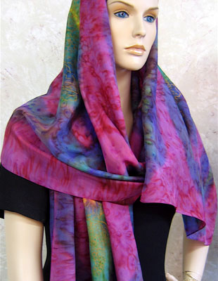 Long Silk Shawls painted over Vineyard Art designs