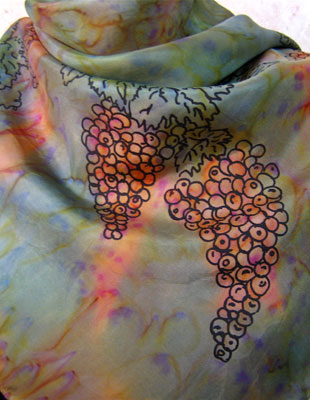 Square Silk Scarves painted over Vineyard Art designs