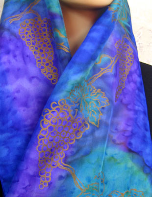 Square Silk Scarves painted over Vineyard Art designs