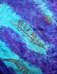 Long Silk Scarves featuring Blue Water Dreaming Aboriginal designs