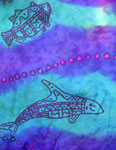 Square Silk Scarves featuring Blue Water Dreaming Aboriginal designs