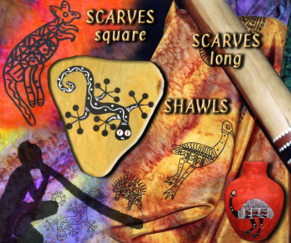 Australian Inland Aboriginal Silk Shawls & Scarves