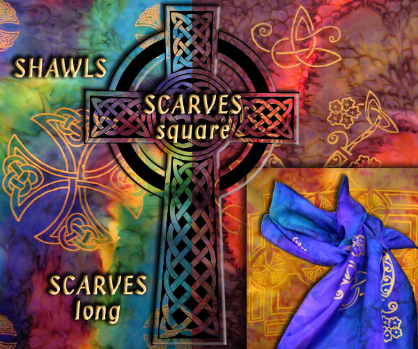 Celtic design, painted Scarves and Shawls