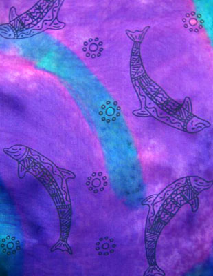 Long Silk Scarves painted over Blue Water Dreaming Aboriginal designs