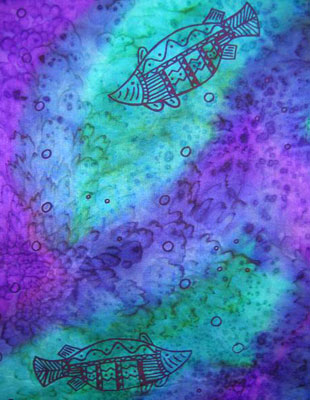 Silk Shawls painted over Blue Water Dreaming Aboriginal designs