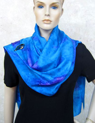 Silk Shawls painted over Blue Water Dreaming Aboriginal designs