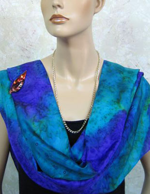 Silk Shawls painted over Blue Water Dreaming Aboriginal designs