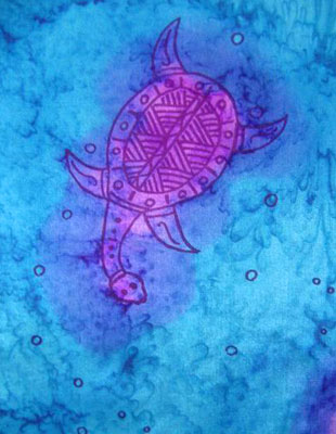 Silk Shawls painted over Blue Water Dreaming Aboriginal designs