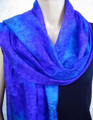 Silk Shawls painted over Blue Water Dreaming Aboriginal designs