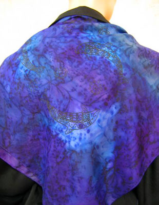 Square Silk Scarves painted over Blue Water Dreaming Aboriginal designs