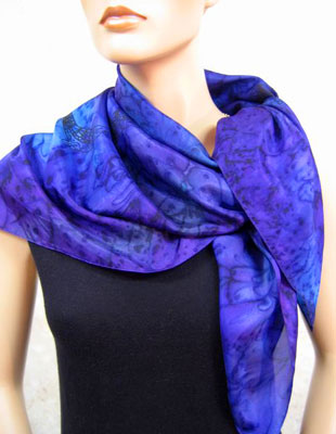 Square Silk Scarves painted over Blue Water Dreaming Aboriginal designs
