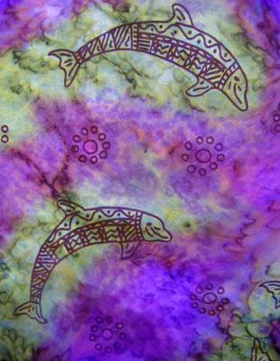 Square Silk Scarves painted over Blue Water Dreaming Aboriginal designs