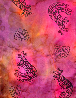 Long Silk Scarves painted over Inland Aboriginal designs