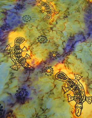 Long Silk Scarves painted over Inland Aboriginal designs