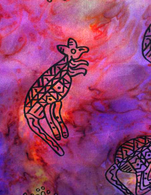 Long Silk Scarves painted over Inland Aboriginal designs