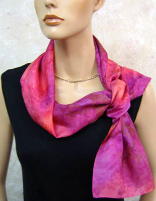Long Silk Scarves painted over Inland Aboriginal designs