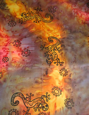 Long Silk Scarves painted over Inland Aboriginal designs