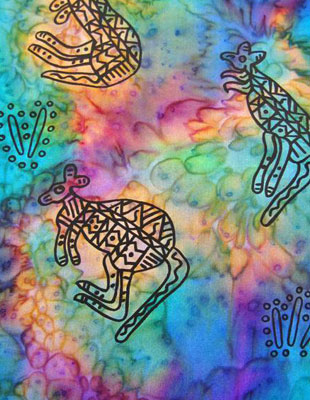 Long Silk Scarves painted over Inland Aboriginal designs