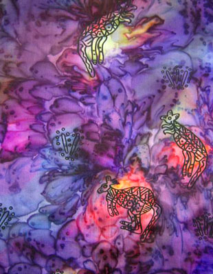 Pure Silk Shawls painted over Inland Aboriginal designs