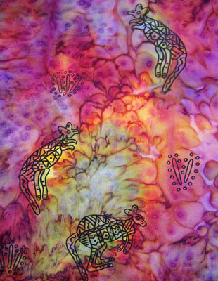 Pure Silk Shawls painted over Inland Aboriginal designs