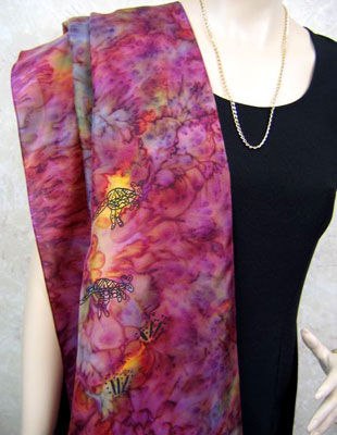 Pure Silk Shawls painted over Inland Aboriginal designs