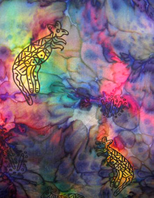 Pure Silk Shawls painted over Inland Aboriginal designs