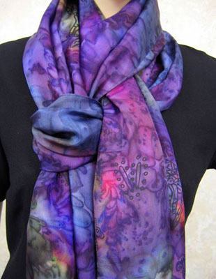 Pure Silk Shawls painted over Inland Aboriginal designs