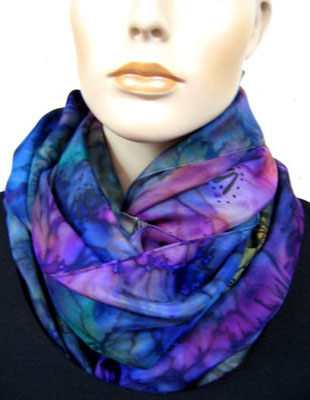 Pure Silk Shawls painted over Inland Aboriginal designs