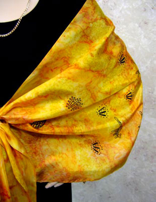 Pure Silk Shawls painted over Inland Aboriginal designs