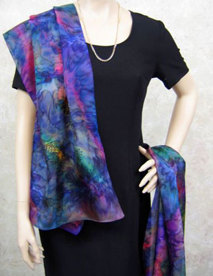 Pure Silk Shawls painted over Inland Aboriginal designs