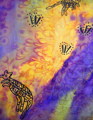 Pure Silk Shawls painted over Inland Aboriginal designs