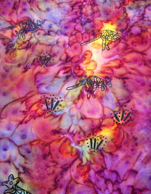 Pure Silk Shawls painted over Inland Aboriginal designs