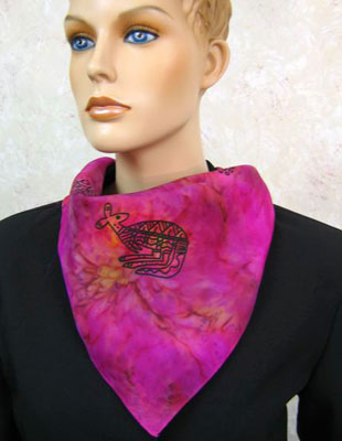 Square Silk Scarves painted over Inland Aboriginal designs