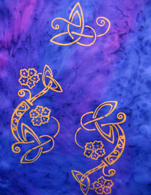 Long Silk Scarves painted over Celtic designs