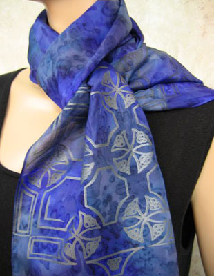 Long Silk Scarves painted over Celtic designs