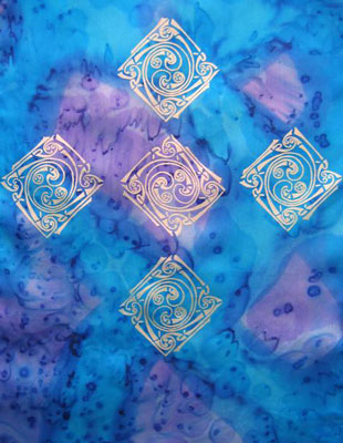 Long Silk Scarves painted over Celtic designs