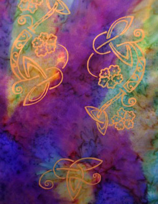 Long Silk Scarves painted over Celtic designs