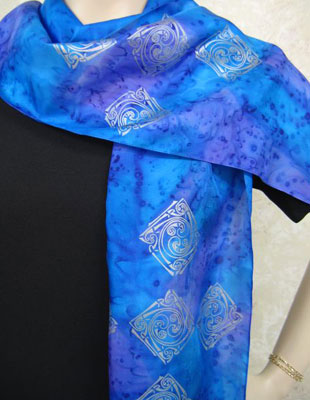 Long Silk Scarves painted over Celtic designs
