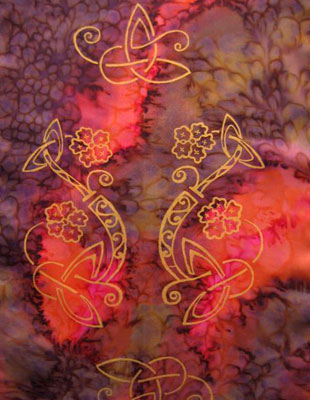 Long Silk Scarves painted over Celtic designs