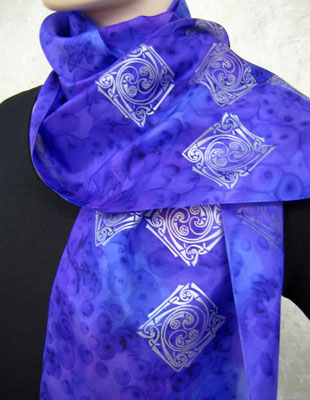 Long Silk Scarves painted over Celtic designs