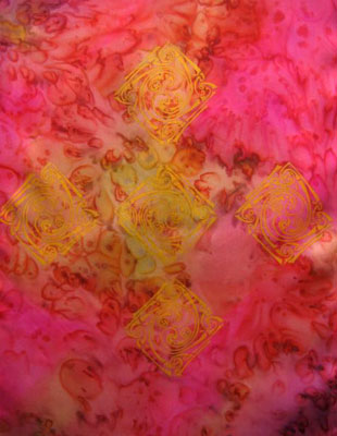 Long Silk Scarves painted over Celtic designs