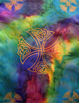 Long Silk Scarves painted over Celtic designs