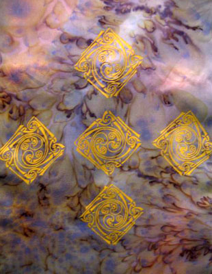 Long Silk Scarves painted over Celtic designs