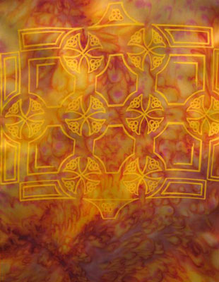 Long Silk Scarves painted over Celtic designs
