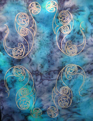 Long Silk Scarves painted over Celtic designs