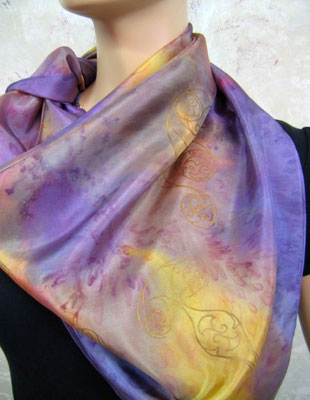 Long Silk Scarves painted over Celtic designs