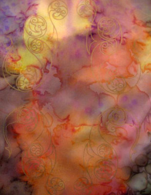 Long Silk Scarves painted over Celtic designs