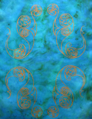 Long Silk Scarves painted over Celtic designs